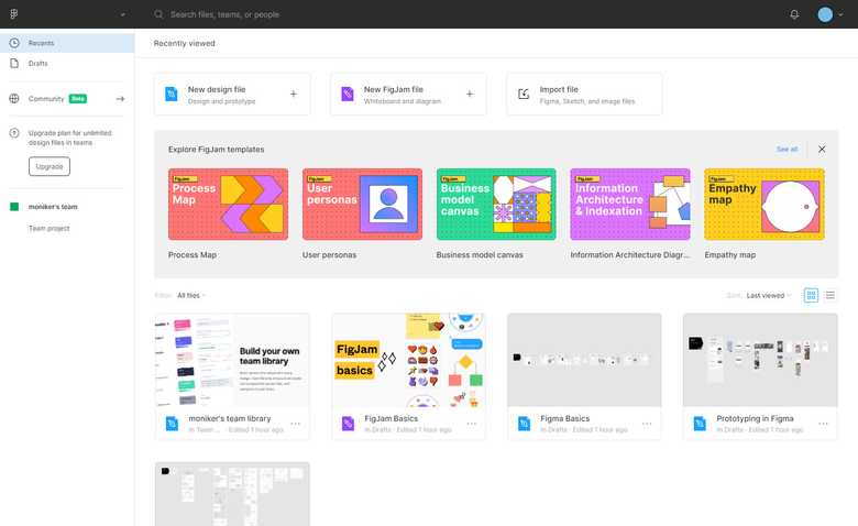 Figmaのファイルブラウザ